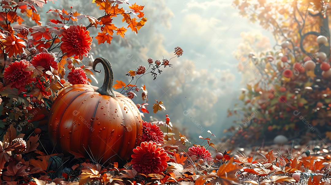 Fundo de outono com maçãs frutas vermelhas e folhas