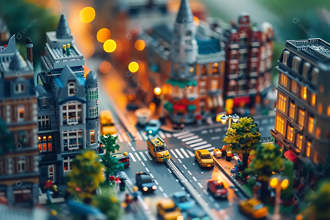 Cidade futurista renderização 3D da cidade em miniatura
