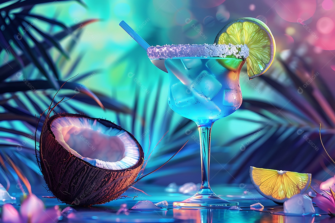 Coquetel na praia ao pôr do sol