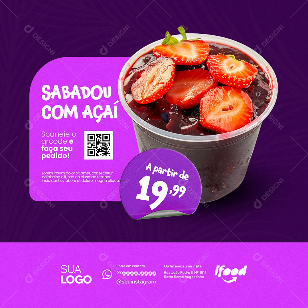 Açaiteria Sabadou Com Açaí Social Media PSD Editável