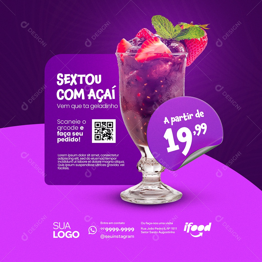 Açaiteria Sextou Com Açaí Social Media PSD Editável