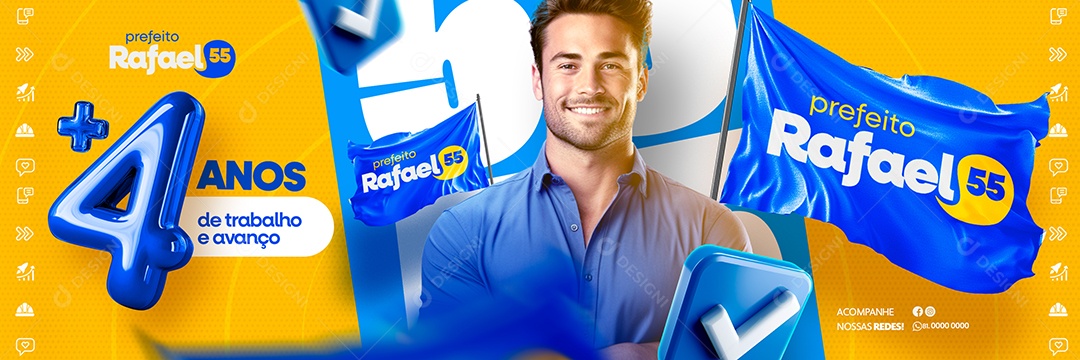 Carrossel Política Rafael Mais 4 Anos Social Media PSD Editável