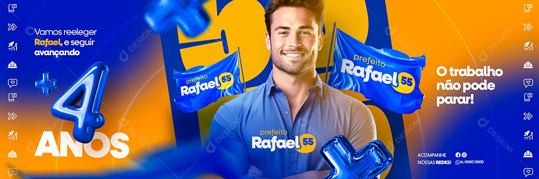 Carrossel Política Rafael Mais 4 Anos Social Media PSD Editável