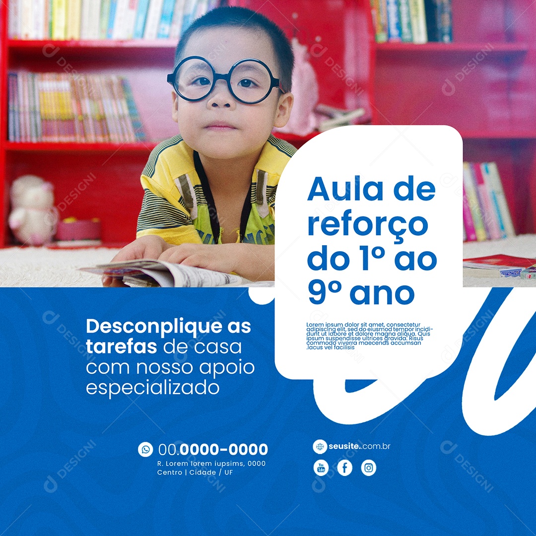 Aulas de Reforço Social Media PSD Editável