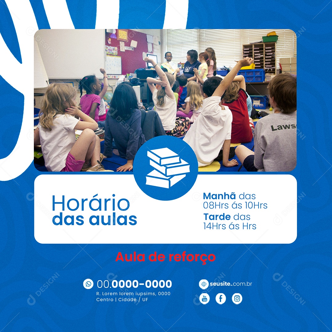 Horário das Aulas de Reforço Social Media PSD Editável