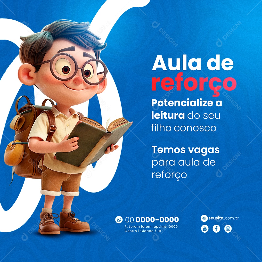 Aulas de Reforço Social Media PSD Editável