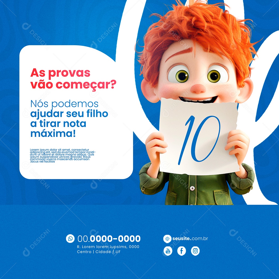 Aulas de Reforço Social Media PSD Editável