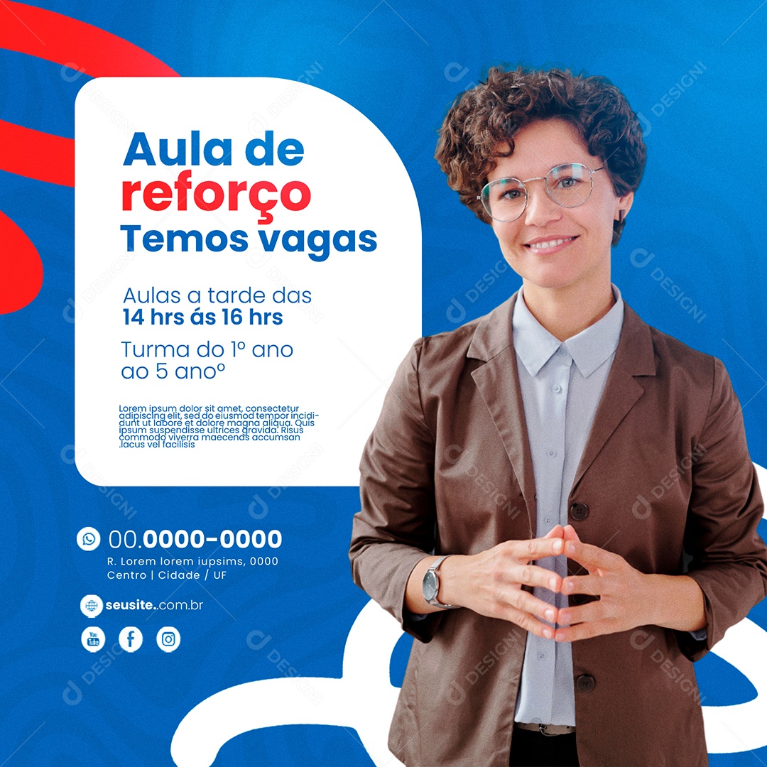 Aulas de Reforço Social Media PSD Editável
