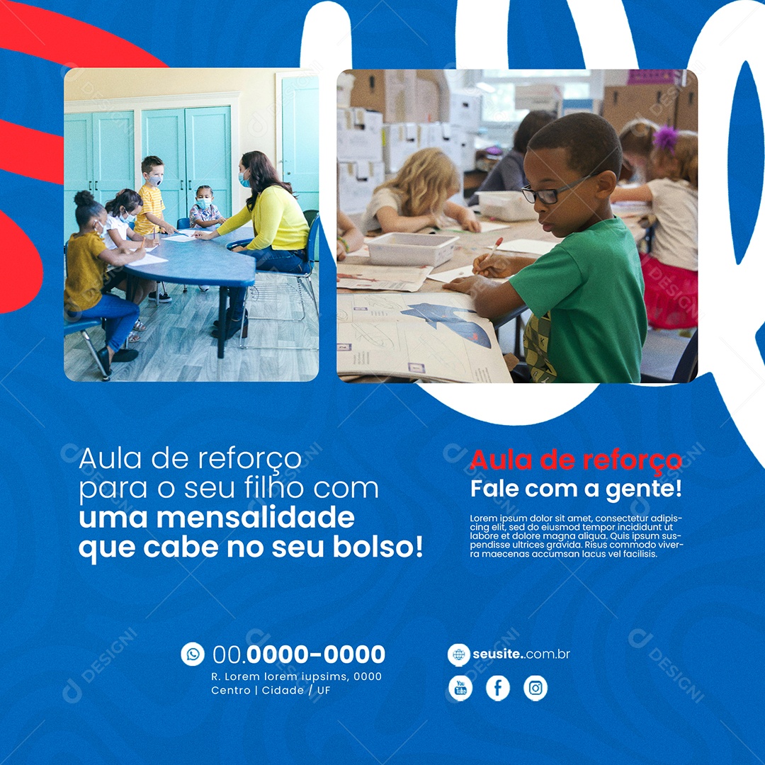Aulas de Reforço Social Media PSD Editável