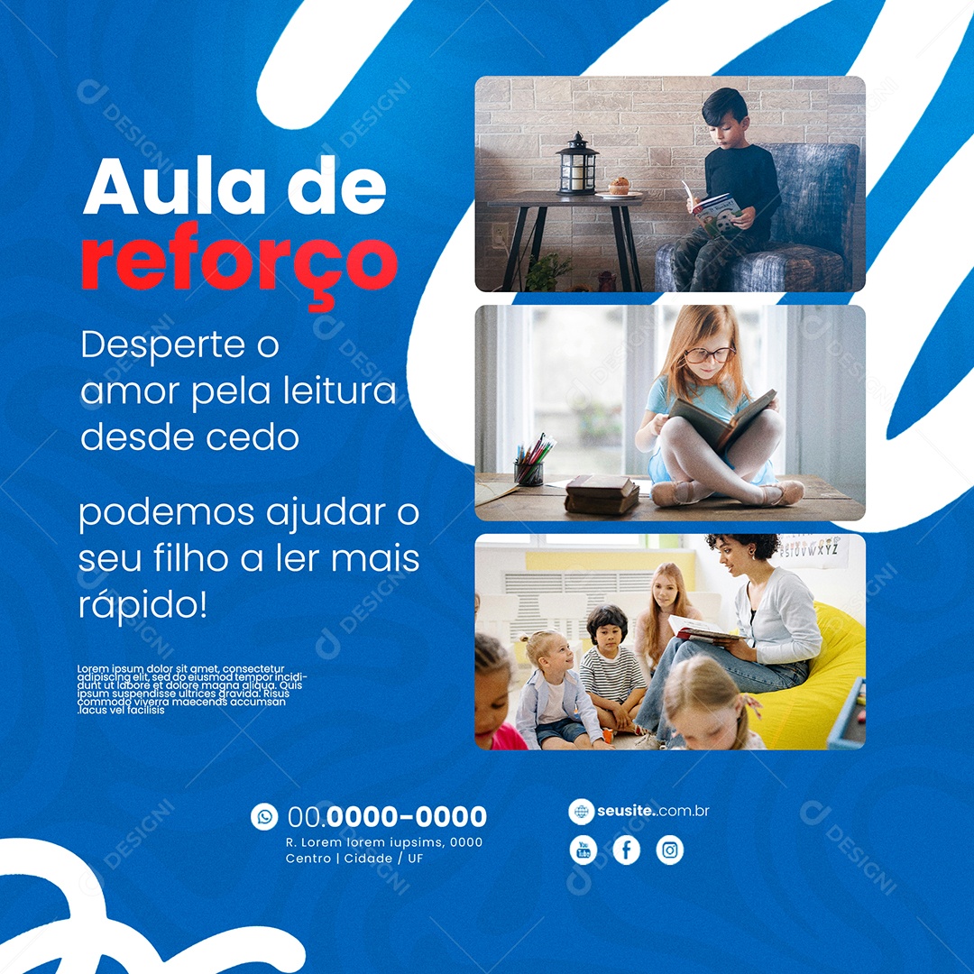 Aulas de Reforço Social Media PSD Editável