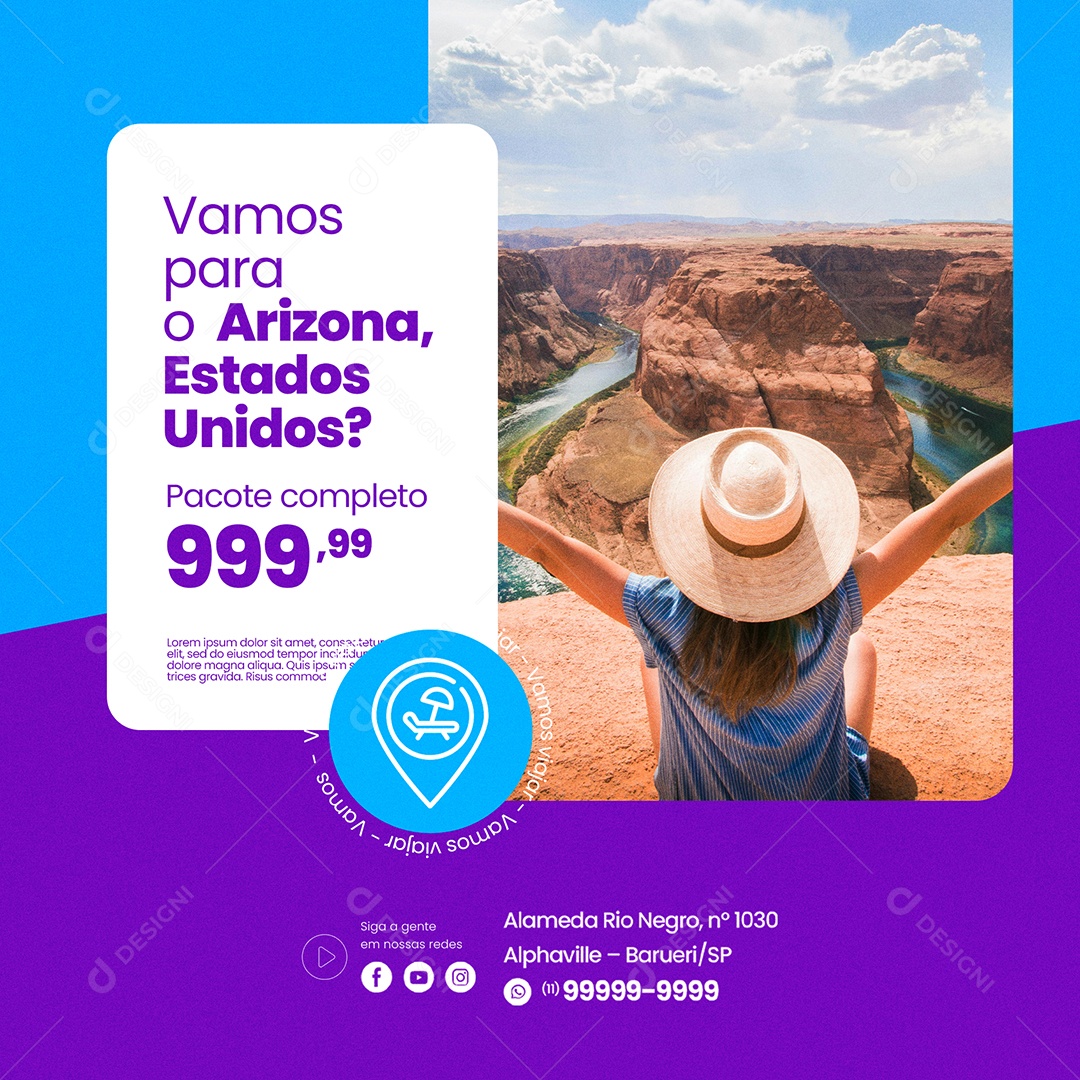 Agência de Viagens Pacotes Completo Social Media PSD Editável