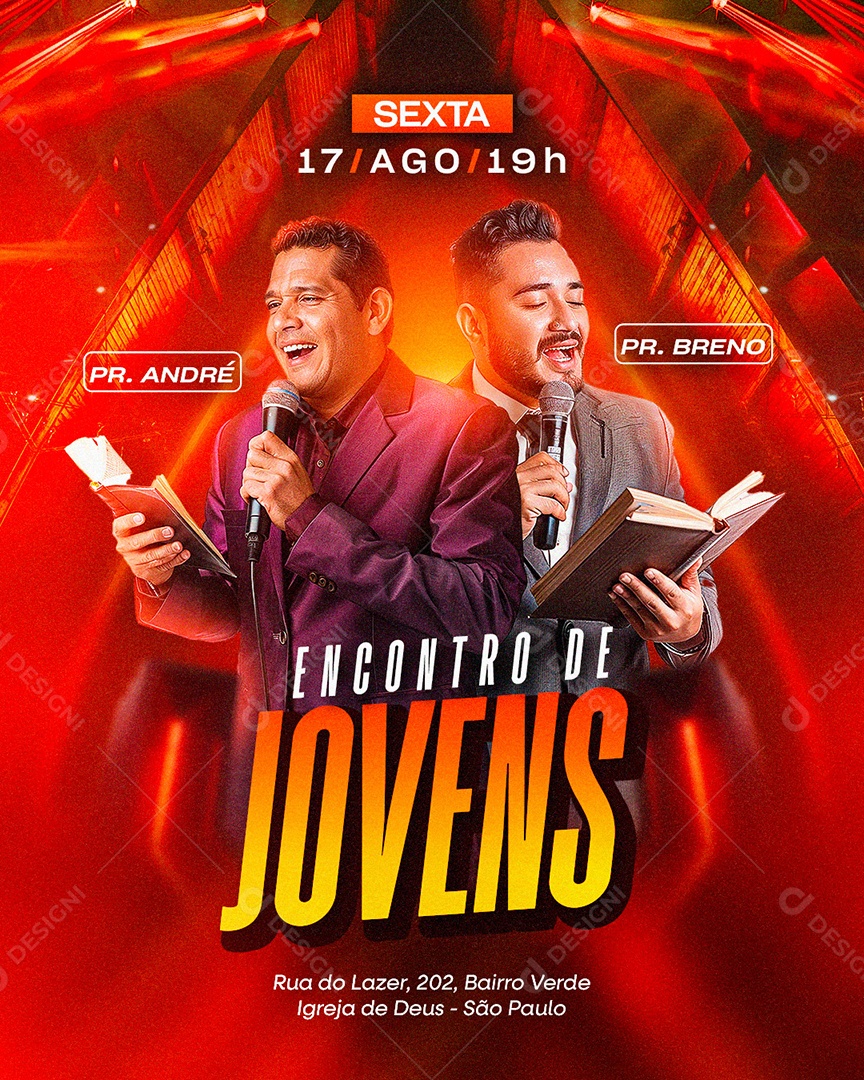 Flyer Gospel Encontro de Jovens Social Media PSD Editável