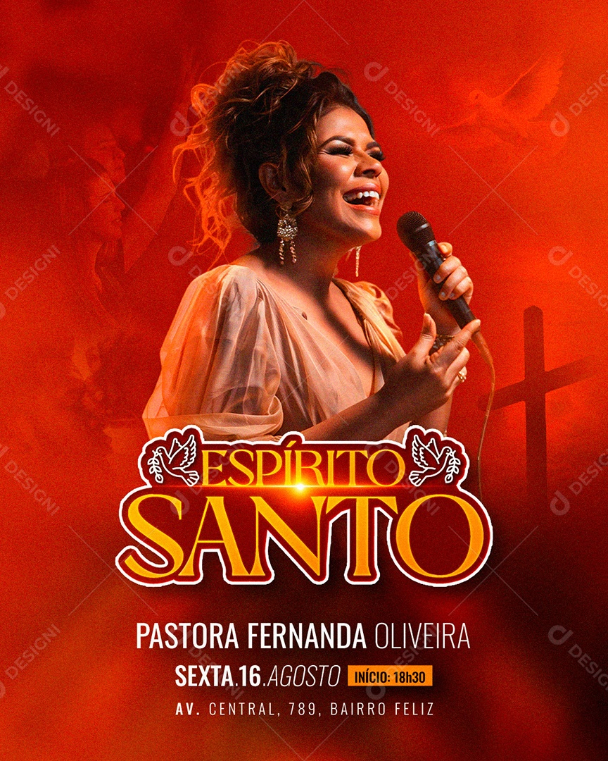 Flyer Gospel Espírito Santo Social Media PSD Editável