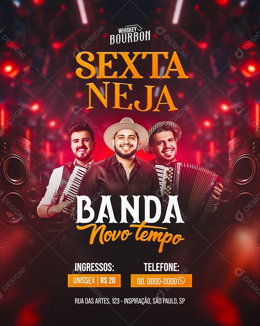 Flyer Sexta Neja Banda Novo Tempo Social Media PSD Editável