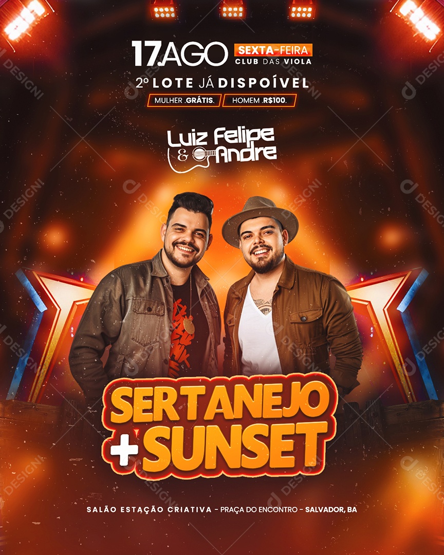 Flyer Sertanejo Sunset Social Media PSD Editável