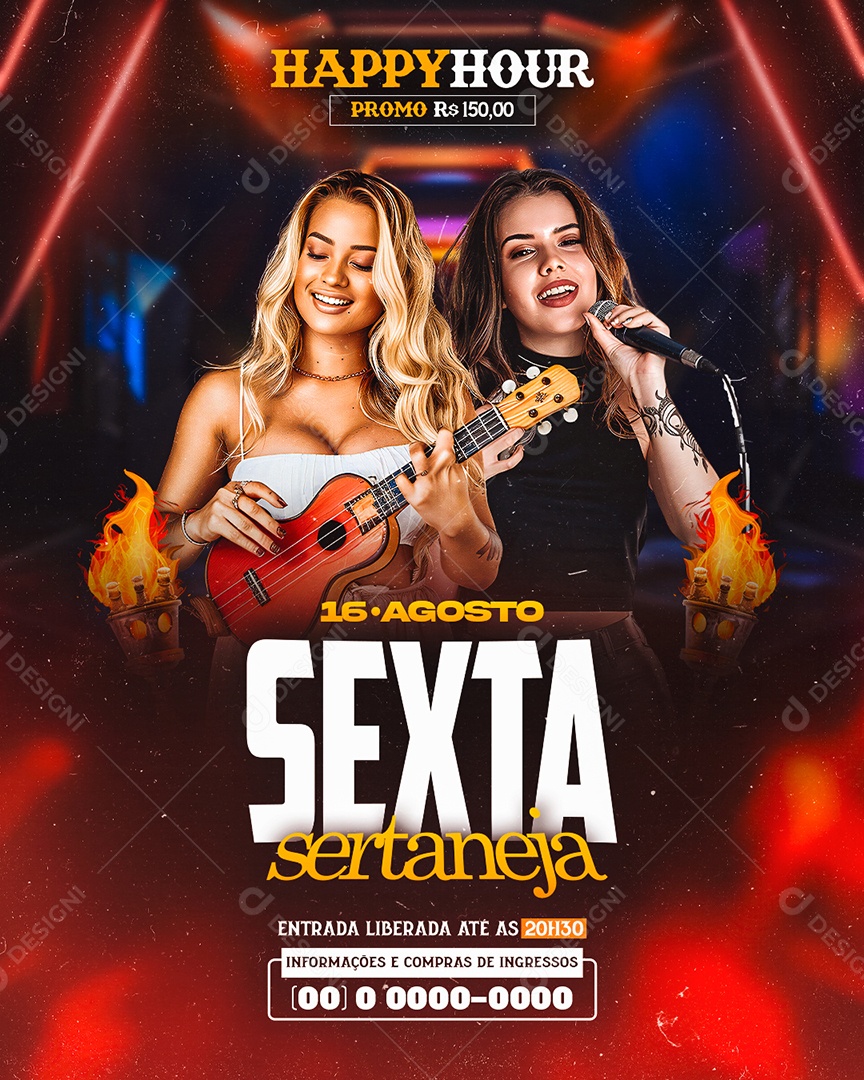Flyer Sexta Sertaneja Social Media PSD Editável