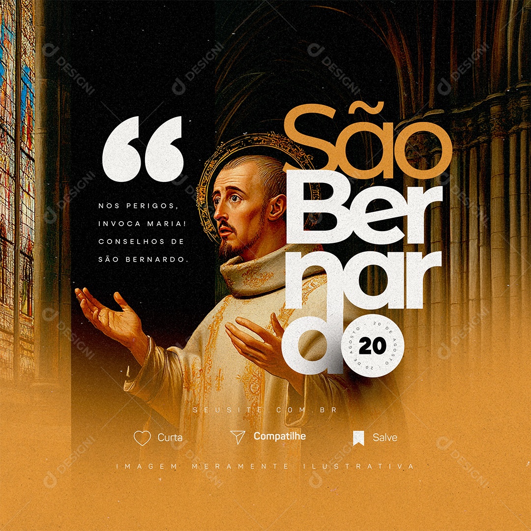 Dia de São Bernardo 20 de Agosto Social Media PSD Editável
