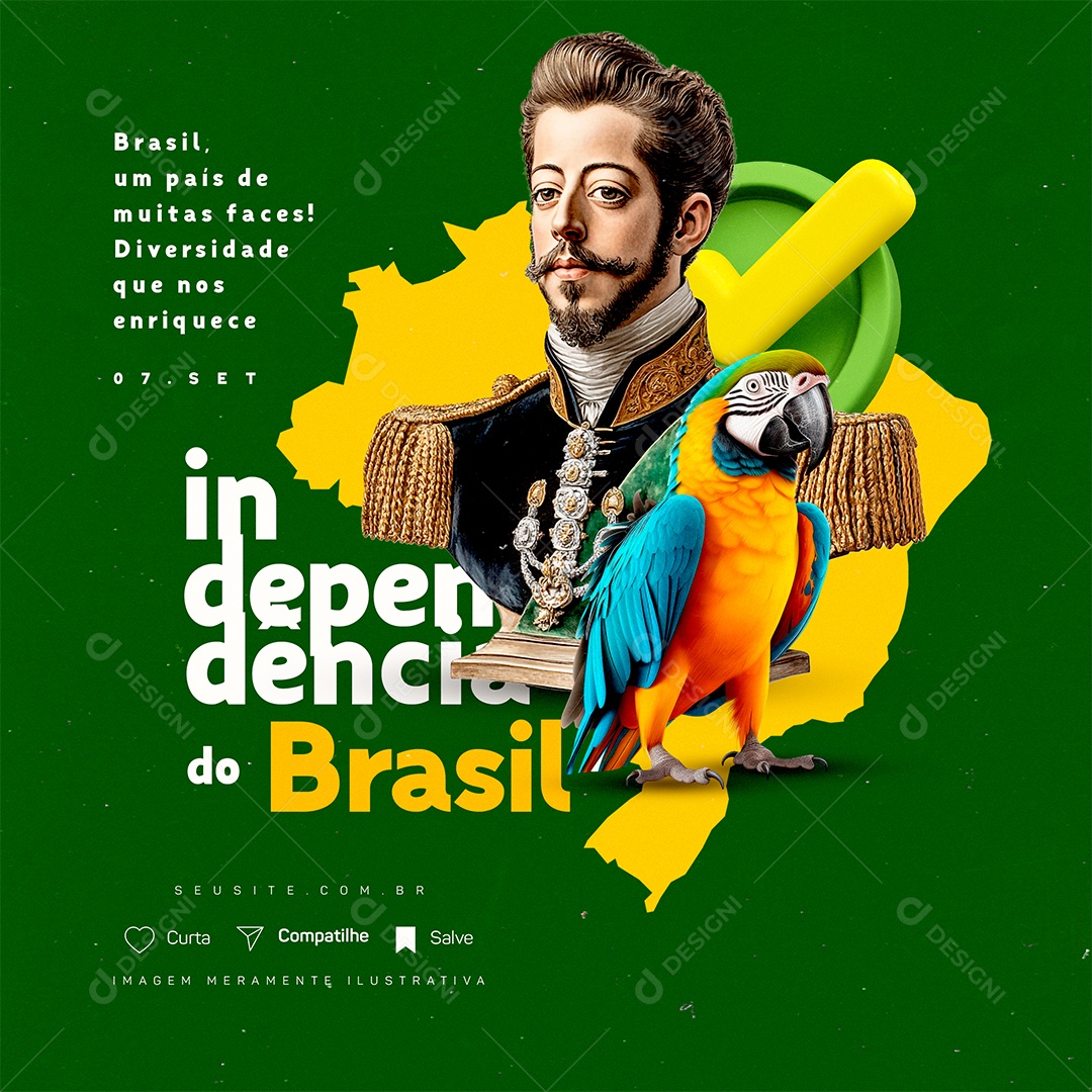 Dia da Independência do Brasil Um País de Muitas Faces Social Media PSD Editável
