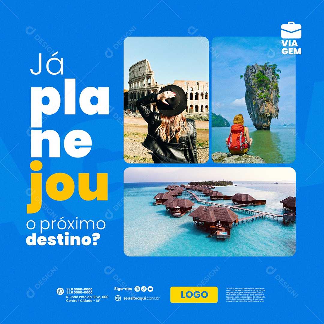 Agência de Viagens Já Planejou o Próximo Destino Social Media PSD Editável