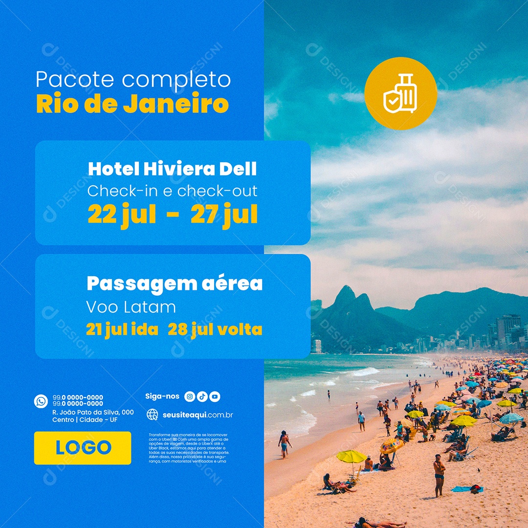 Travel Agency Full Package Rio de Janeiro Social Media PSD Editable