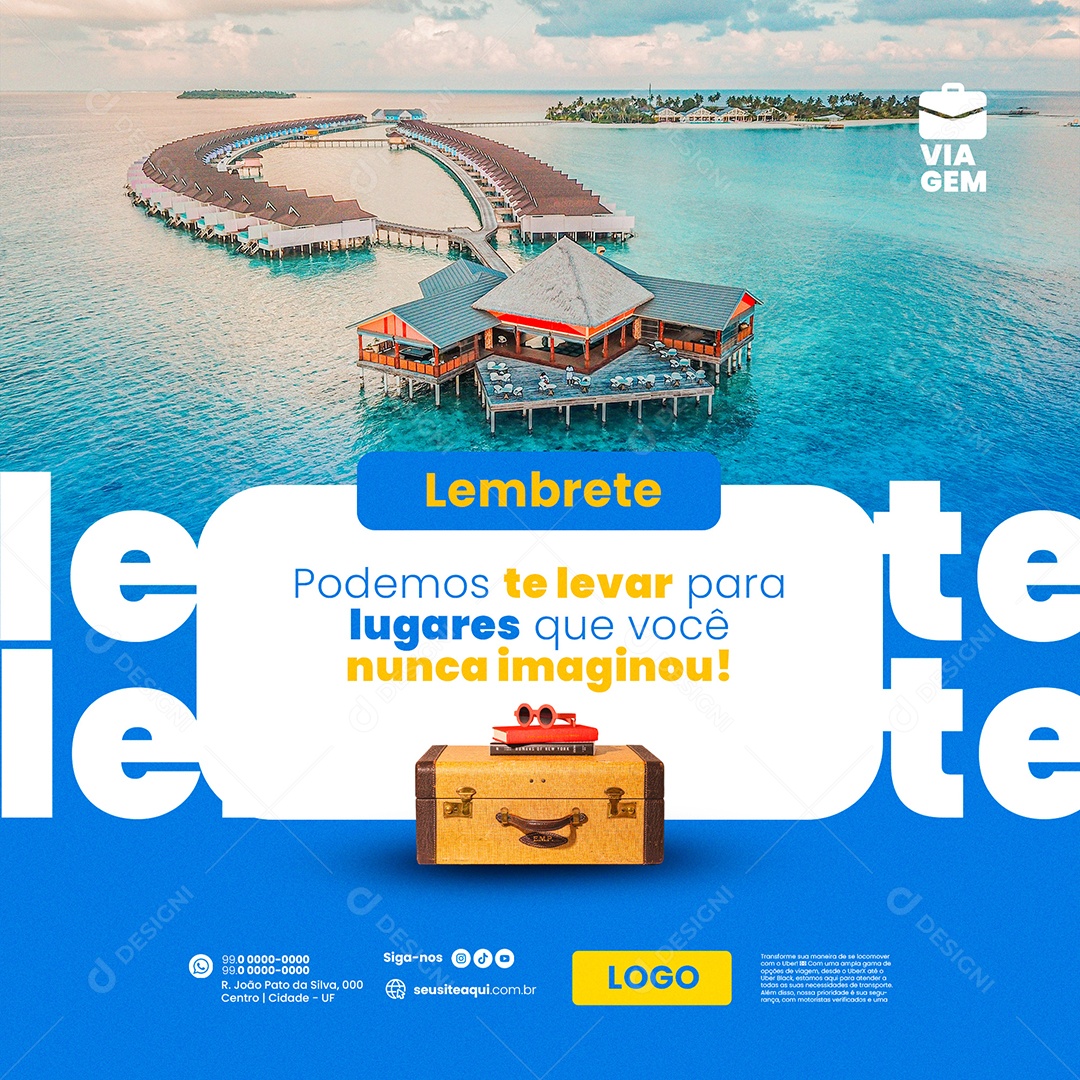 Agência de Viagens Lembrete Social Media PSD Editável