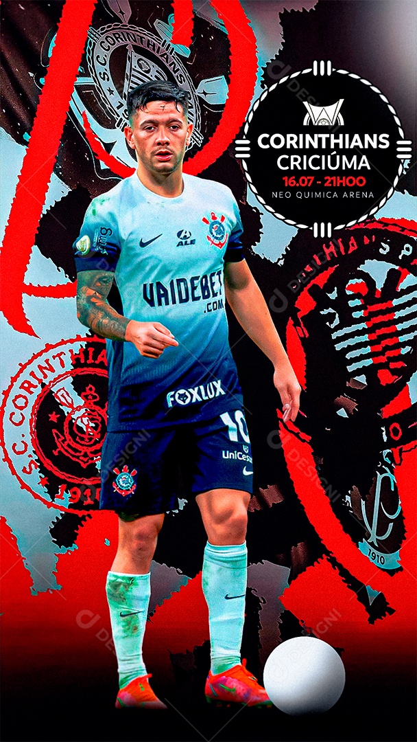 Flyer Matchday Garro Corinthians Social Mídia PSD Editável