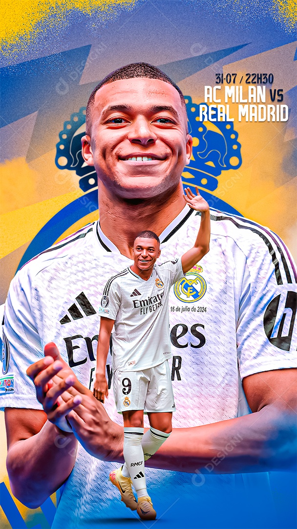 Flyer Matchday Mbappe Real Madrid Social Mídia PSD Editável