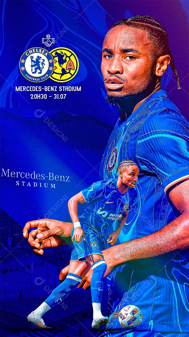 Flyer Matchday Nkunku Chelsea Social Mídia PSD Editável