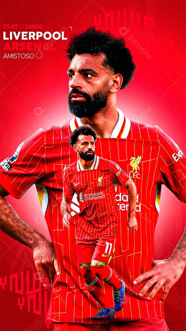 Flyer Matchday Salah Liverpool Social Mídia PSD Editável