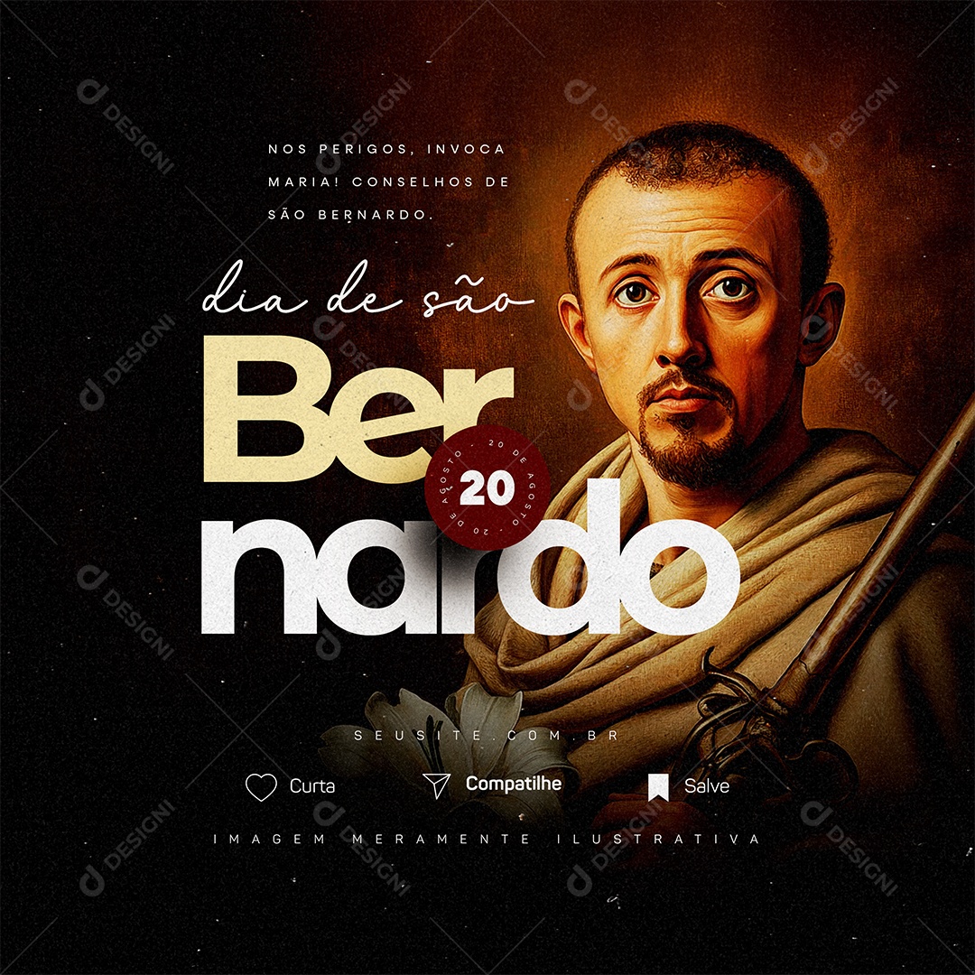 Dia de São Bernardo 20 de Agosto Social Media PSD Editável