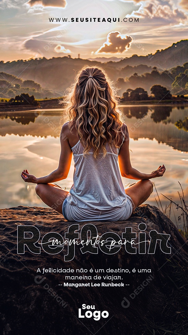 Story Momentos para Refeletir a Felicidade não é um Destino é uma Maneira de Viajar Social Media PSD Editável