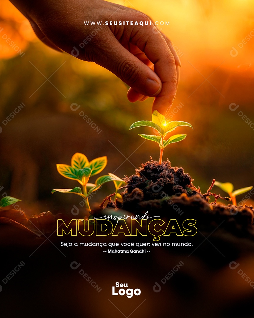 Seja a Mudança que Você qeur Ver no Mundo Social Media PSD Editável