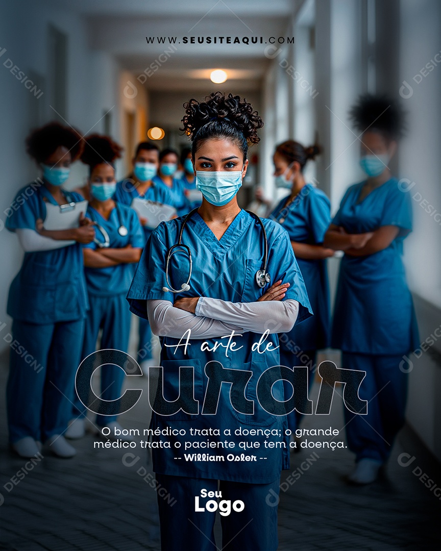 A Arte de Curar o Bom Médico Trata a Doença Social Media PSD Editável