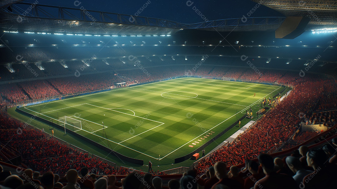 Campo de futebol iluminado