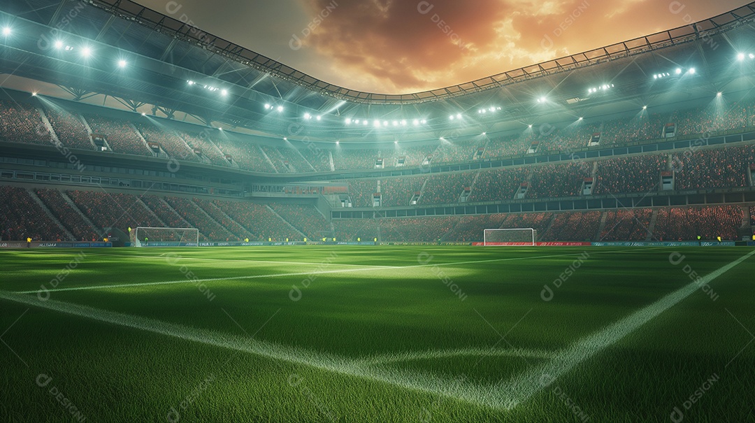 Estádio lotado de pessoas para assitir ao jogo