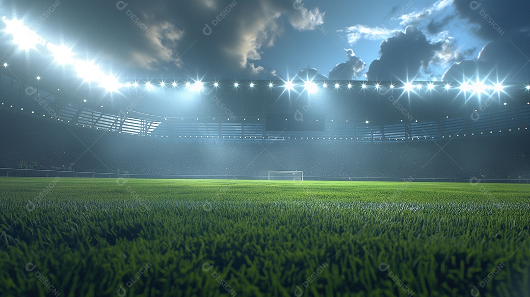 Campo de futebol em um fim de tarde iluminado