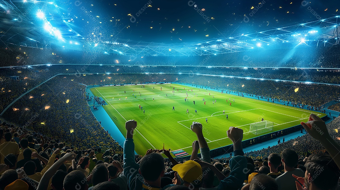 Torcida animada em estádio de futebol