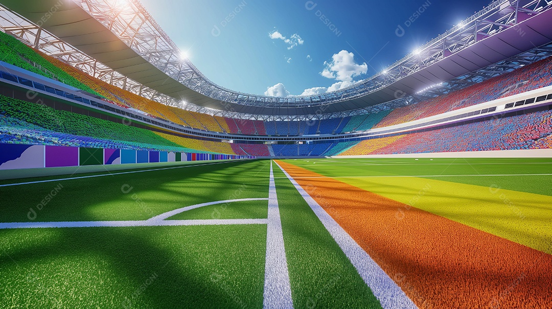 Estadio de futebol colorido para composições