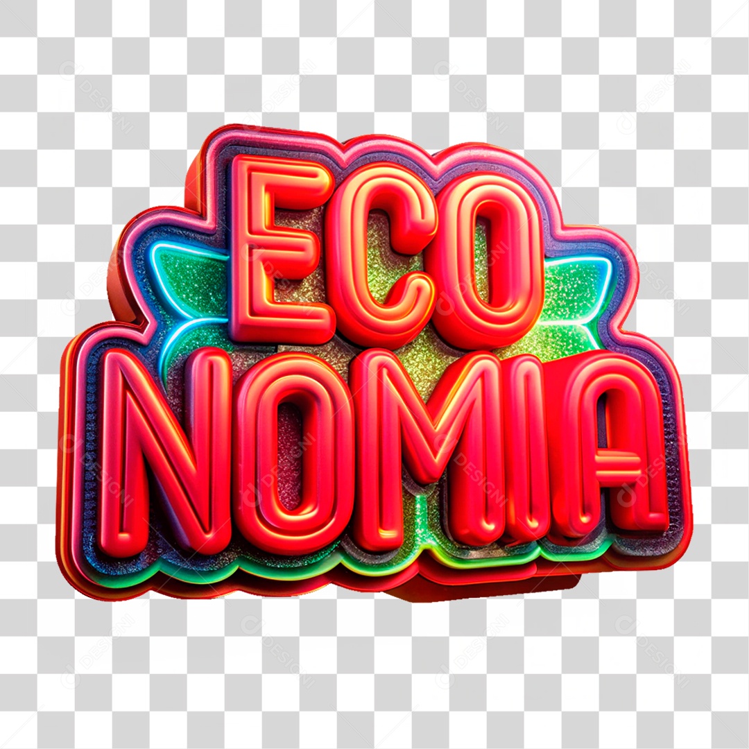 Selo 3D Economia PNG Transparente