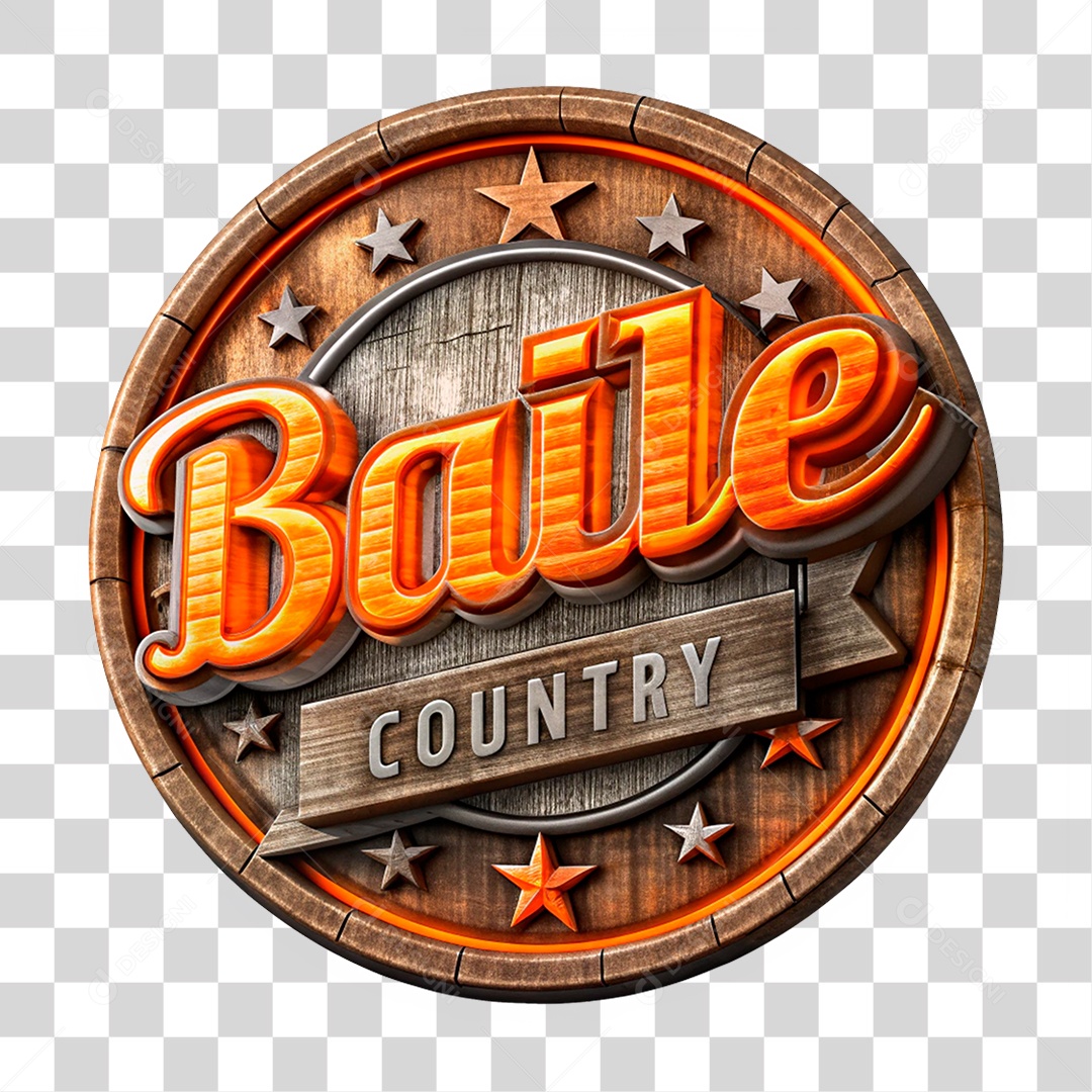 Selo 3D Baile Country PNG Transparente