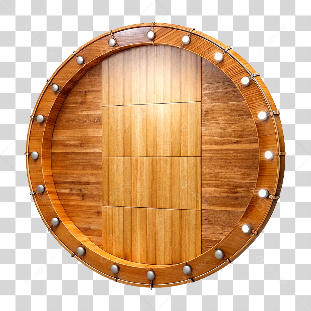 Placa de Madeira Redonda Com Luz PNG Transparente