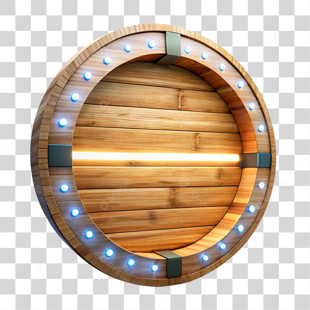 Placa de Madeira Redonda Com Luz e Led PNG Transparente