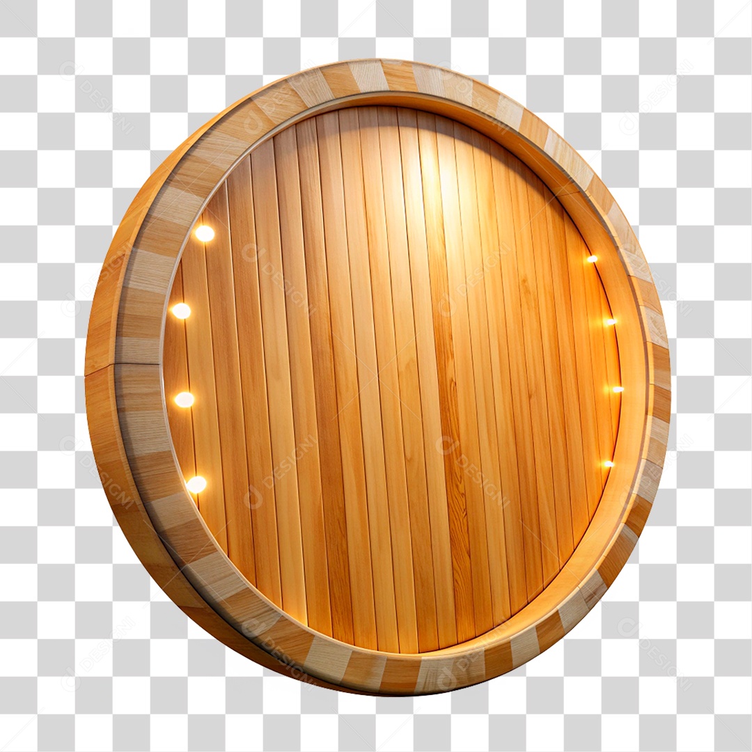 Elemento 3D Placa de Madeira Redonda PNG Transparente