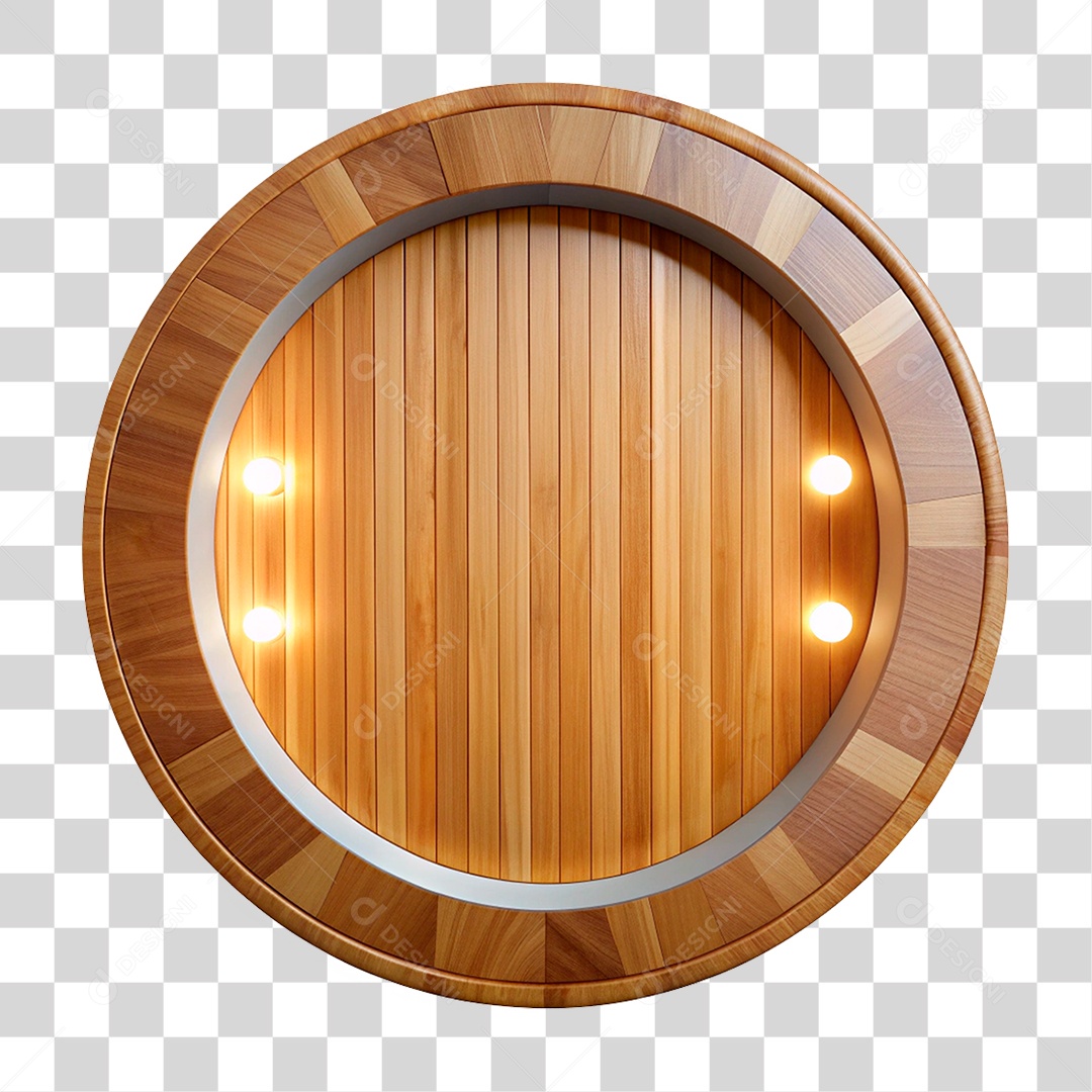 Placa de Madeira Redonda Com Luz e Led PNG Transparente