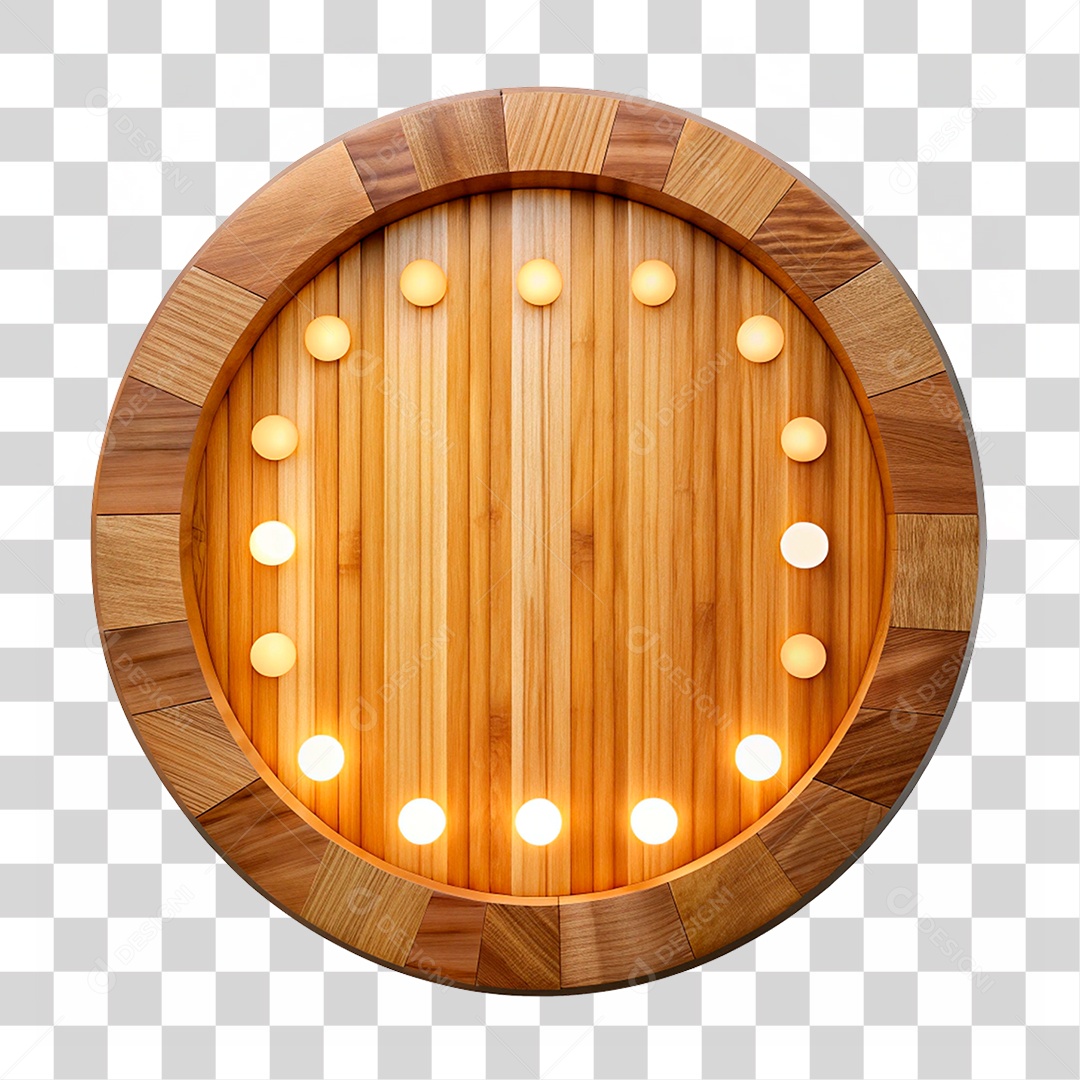 Placa de Madeira Redonda Com Luz e Luz PNG Transparente