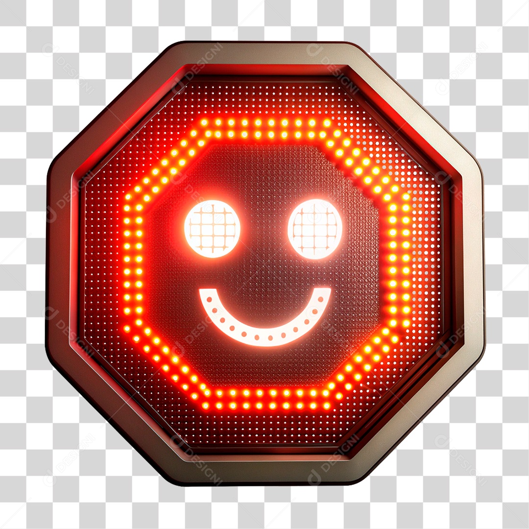 Elemento 3D Placa de Metal com Leds Emojis PNG Transparente