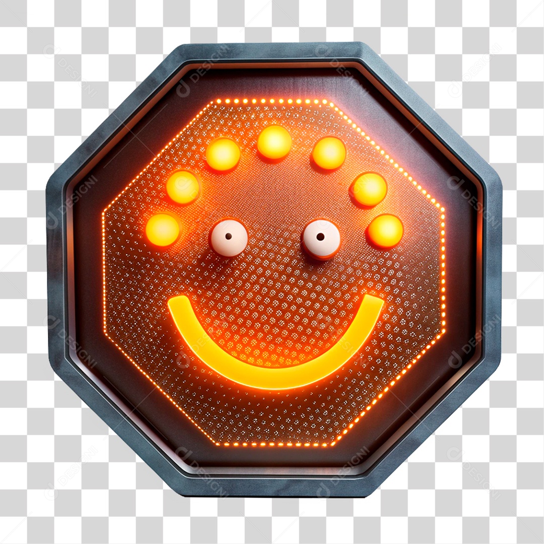 Elemento 3D Placa de Metal com Leds Emoji PNG Transparente