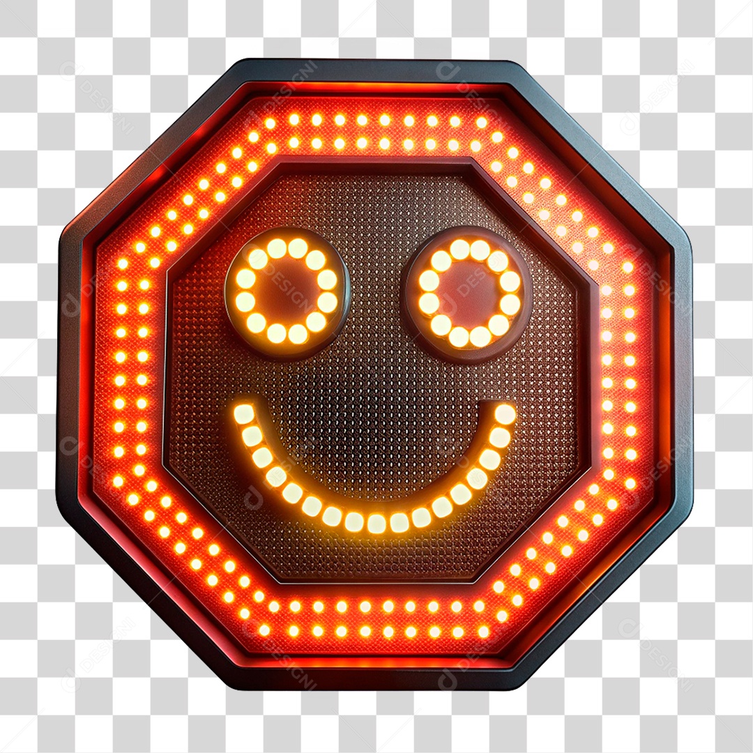 3D Element Metal Plate with Leds Emoji PNG Transparent