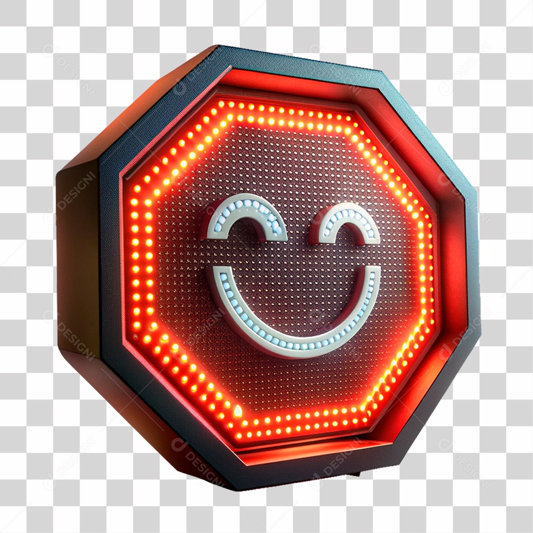 Elemento 3D Placa de Metal com Leds Emoji PNG Transparente