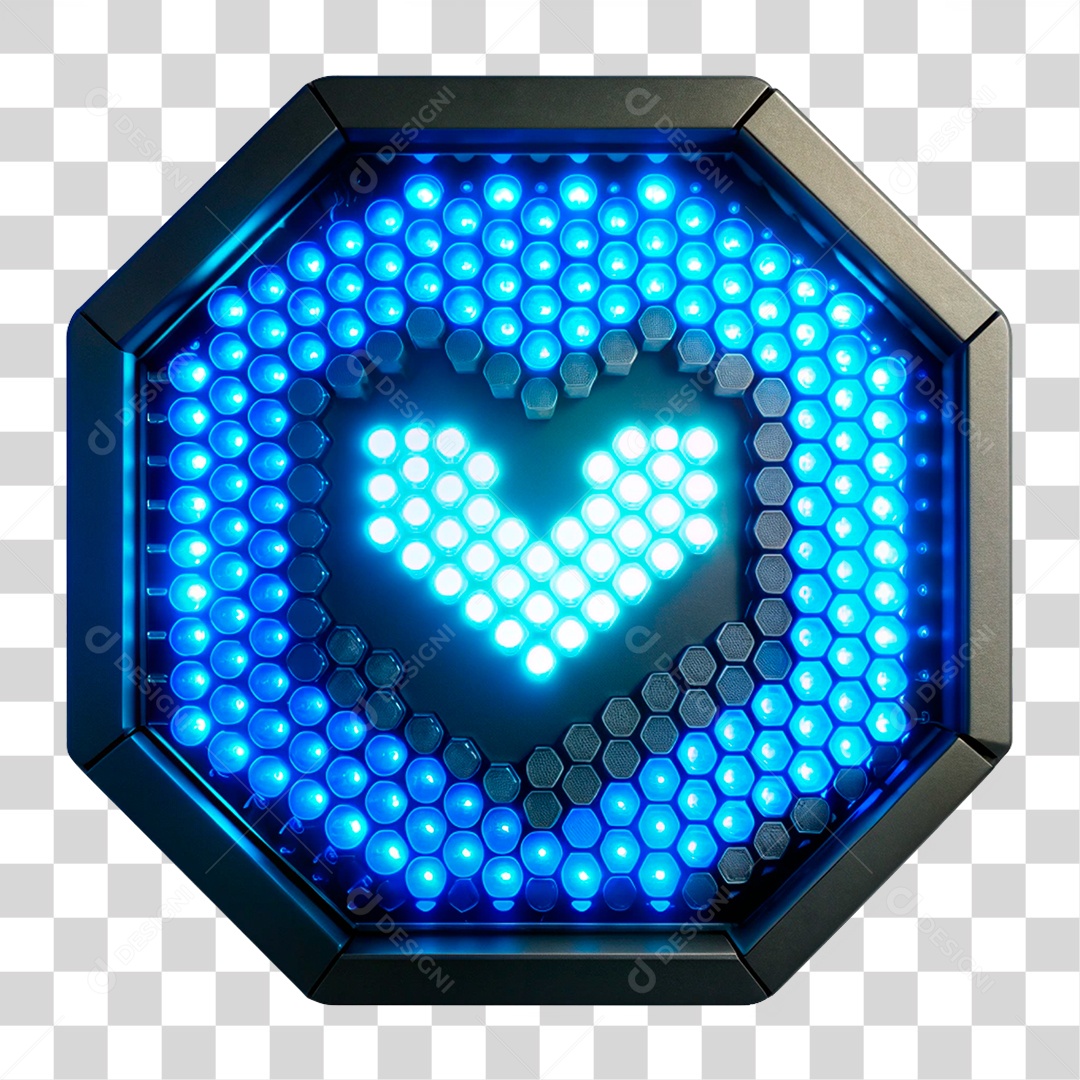 Elemento 3D Placa de Metal com Leds PNG Transparente